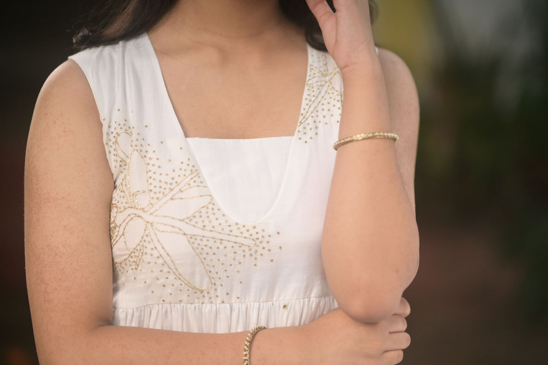 Bemberg Cupro Silk Dress with Golden dragon fly