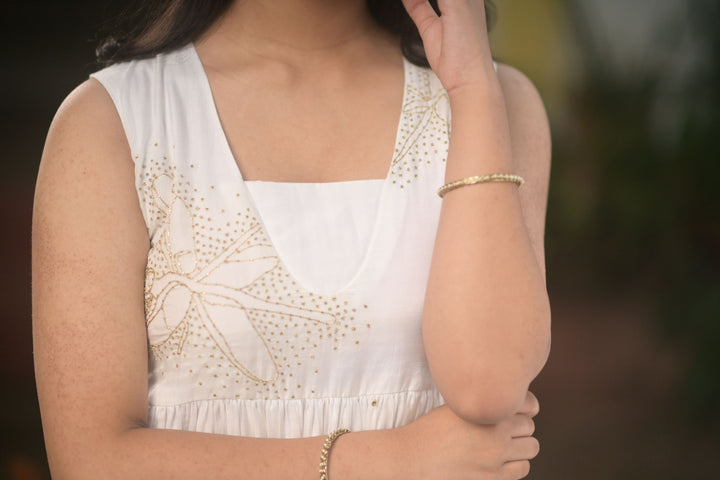 Bemberg Cupro Silk Dress with Golden dragon fly