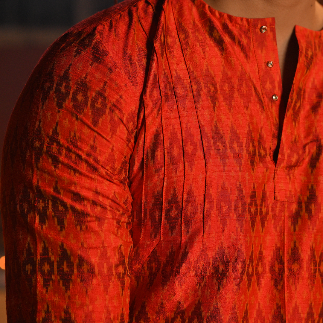 Orange Handwoven Kurta