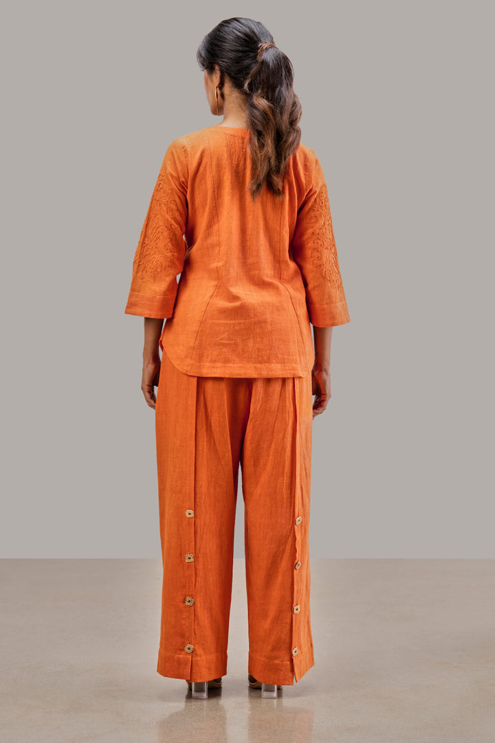 Handloom Kala Cotton Wide Sleeve Top and Paneled Wide Leg Pant