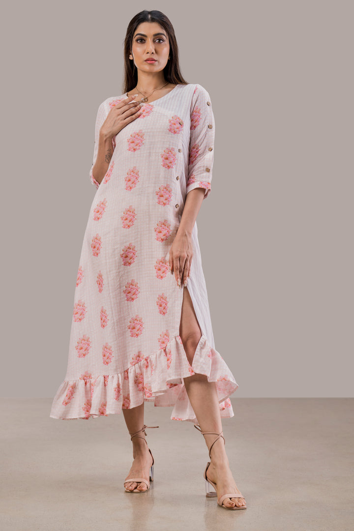 Digital Printed Pure Hemp Slit Dress