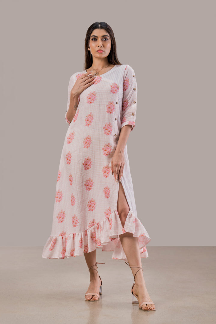 Digital Printed Pure Hemp Slit Dress