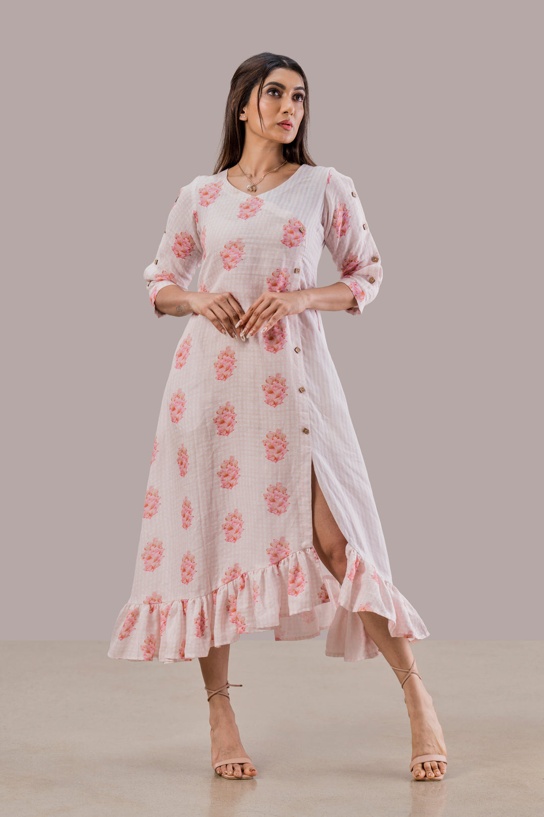 Digital Printed Pure Hemp Slit Dress