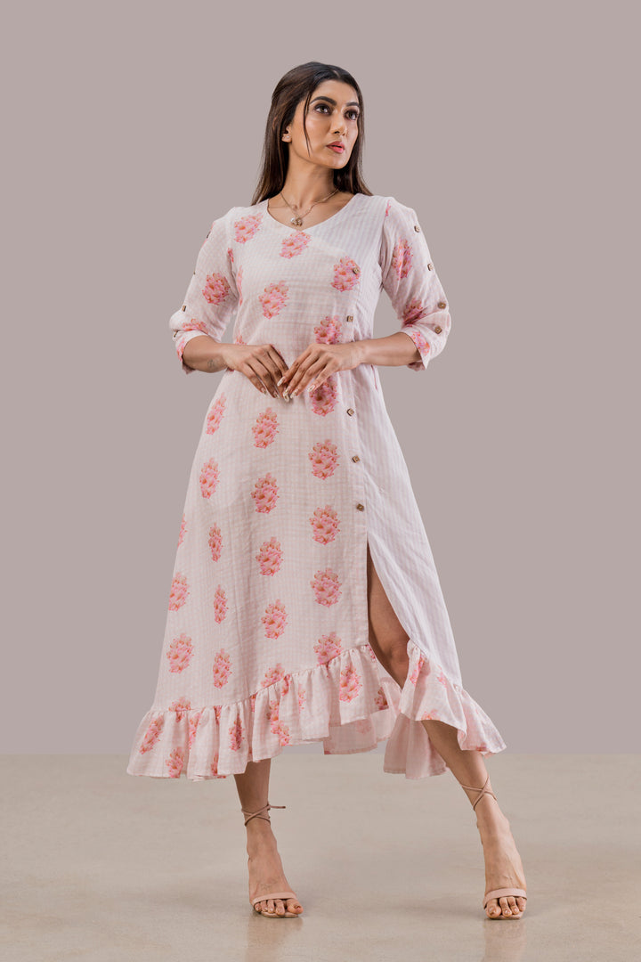Digital Printed Pure Hemp Slit Dress