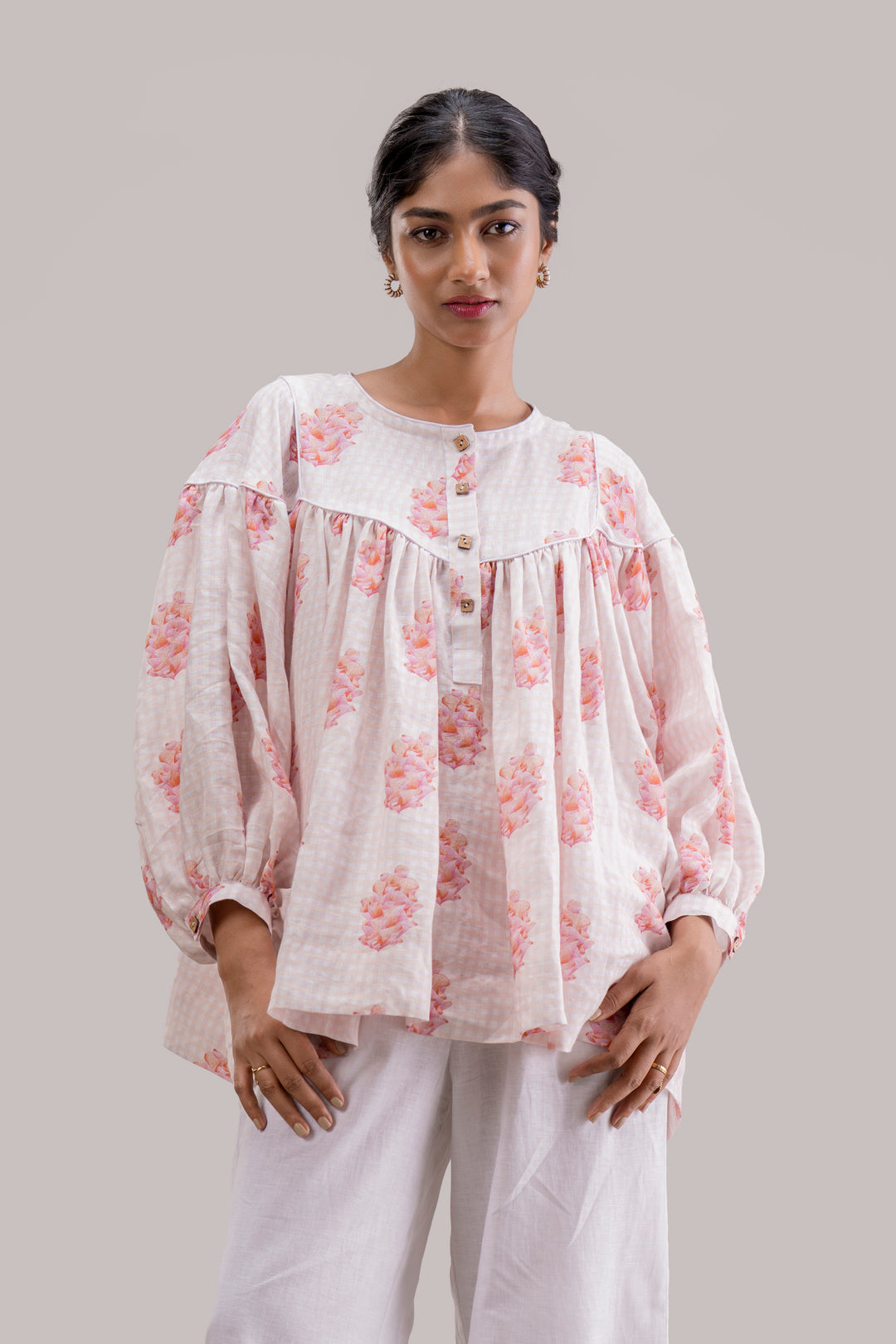 Relaxed Fit Pure Hemp Printed Top