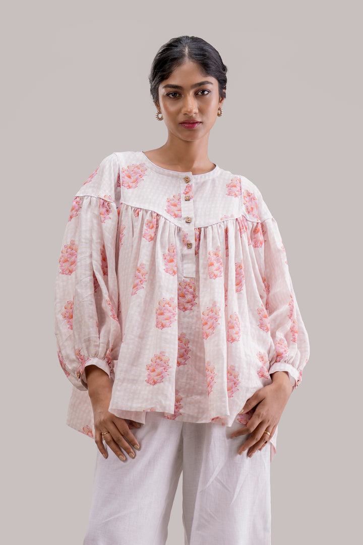 Relaxed Fit Pure Hemp Printed Top