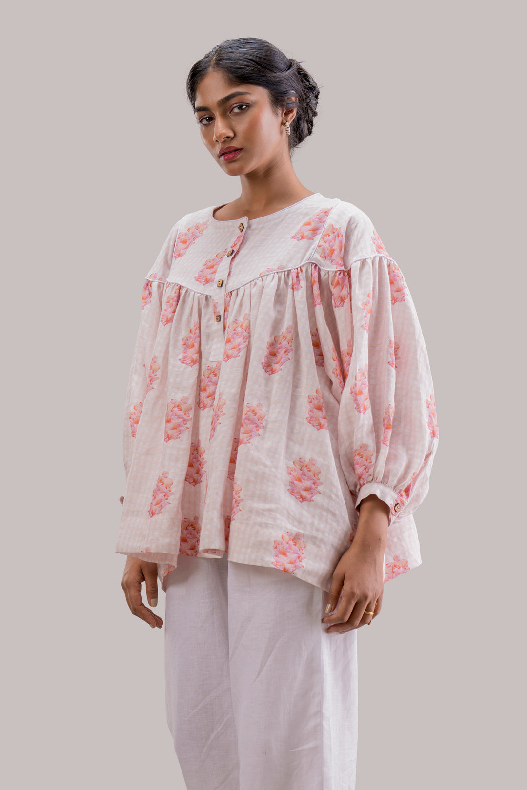 Relaxed Fit Pure Hemp Printed Top