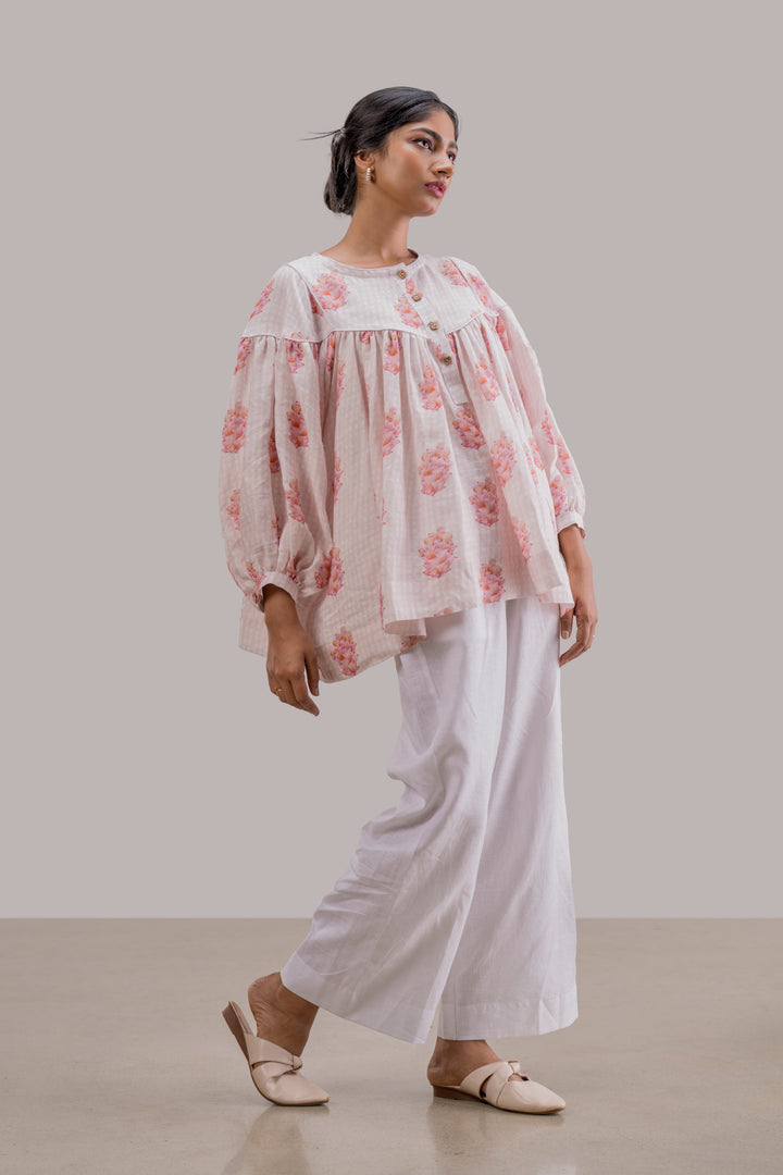 Relaxed Fit Pure Hemp Printed Top