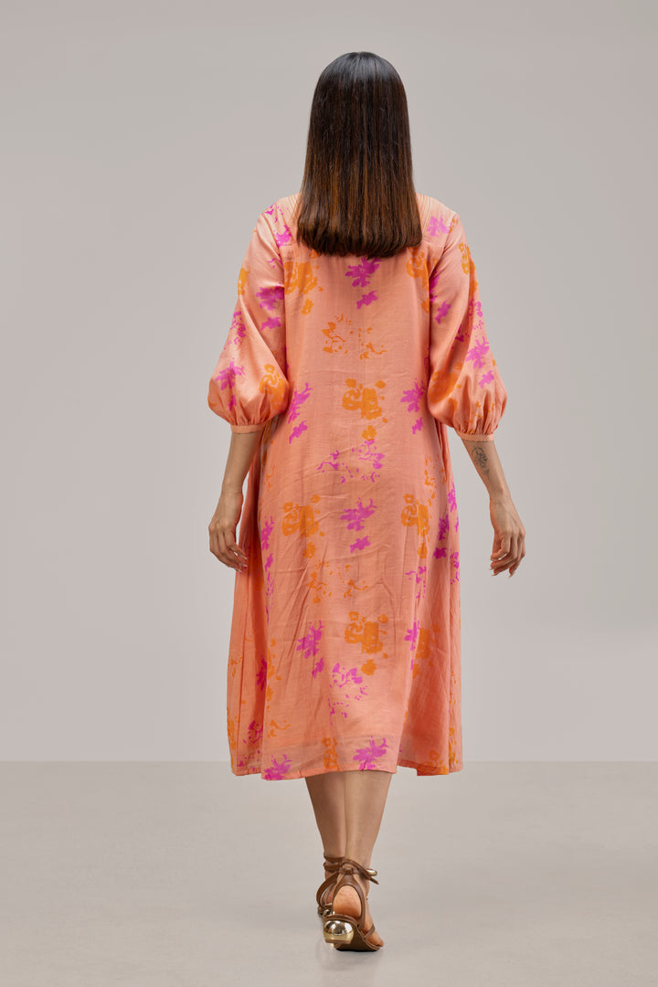 Relaxed Fit Block Printed Silk Cotton Dress