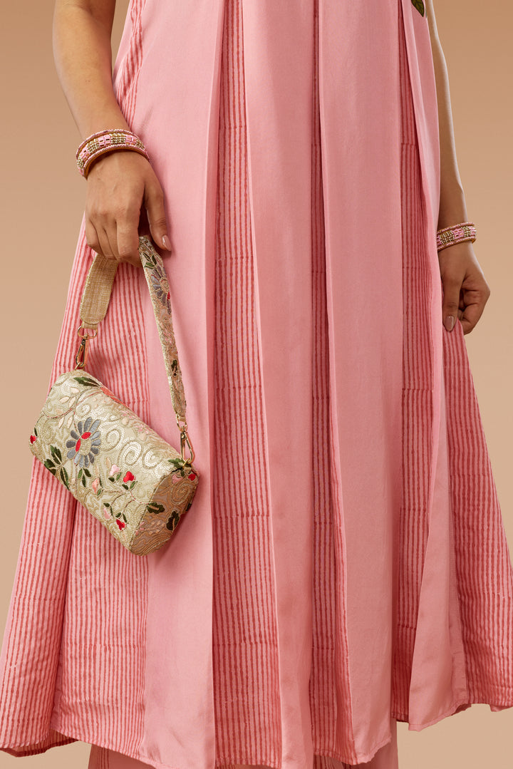 Pink Box-Pleat Dress &amp; Palazzo Silk Co-ord Set