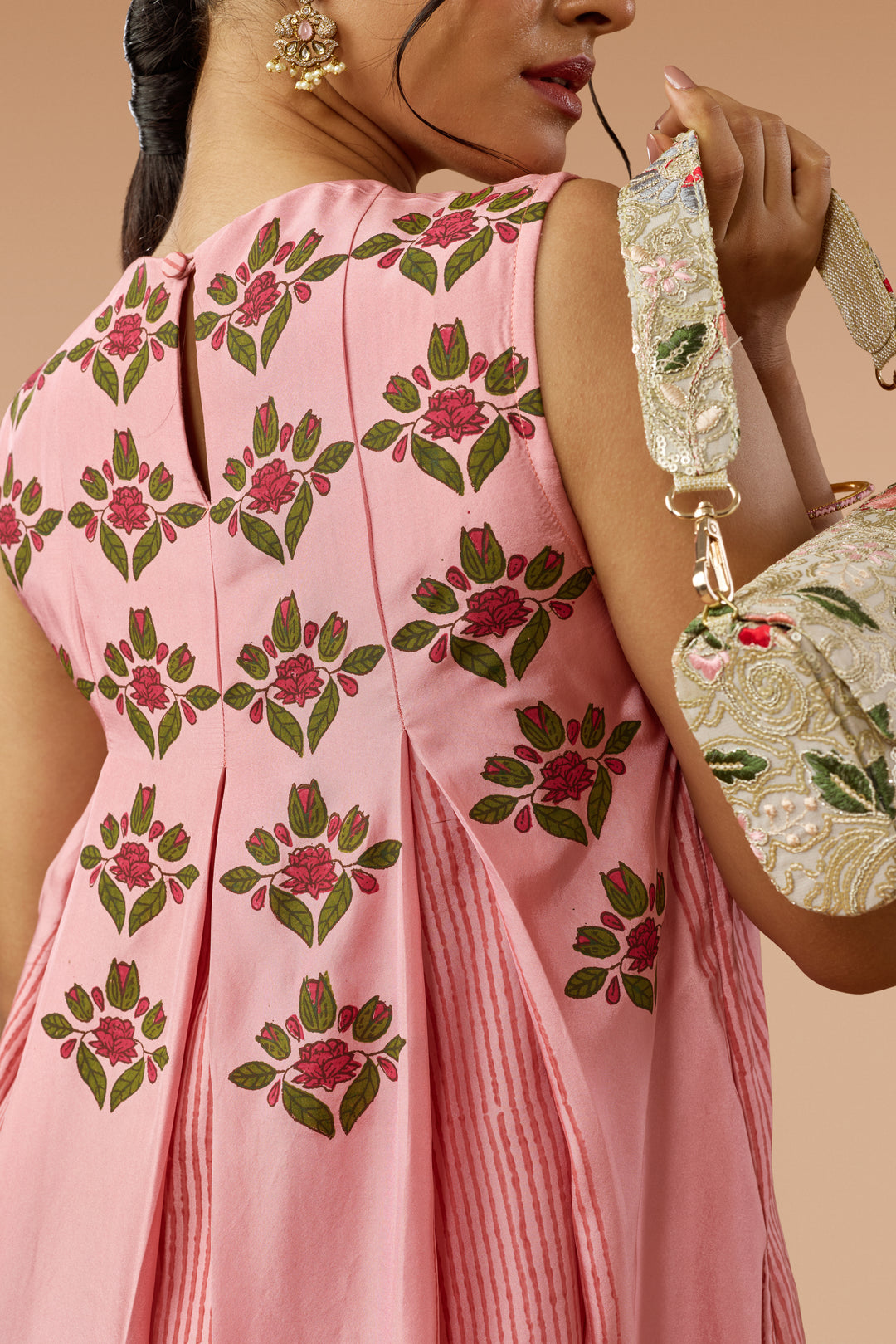 Pink Box-Pleat Dress &amp; Palazzo Silk Co-ord Set