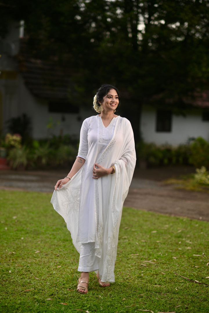 Bemberg Cupro Silk Salwar 3 Piece set with Golden dragon fly