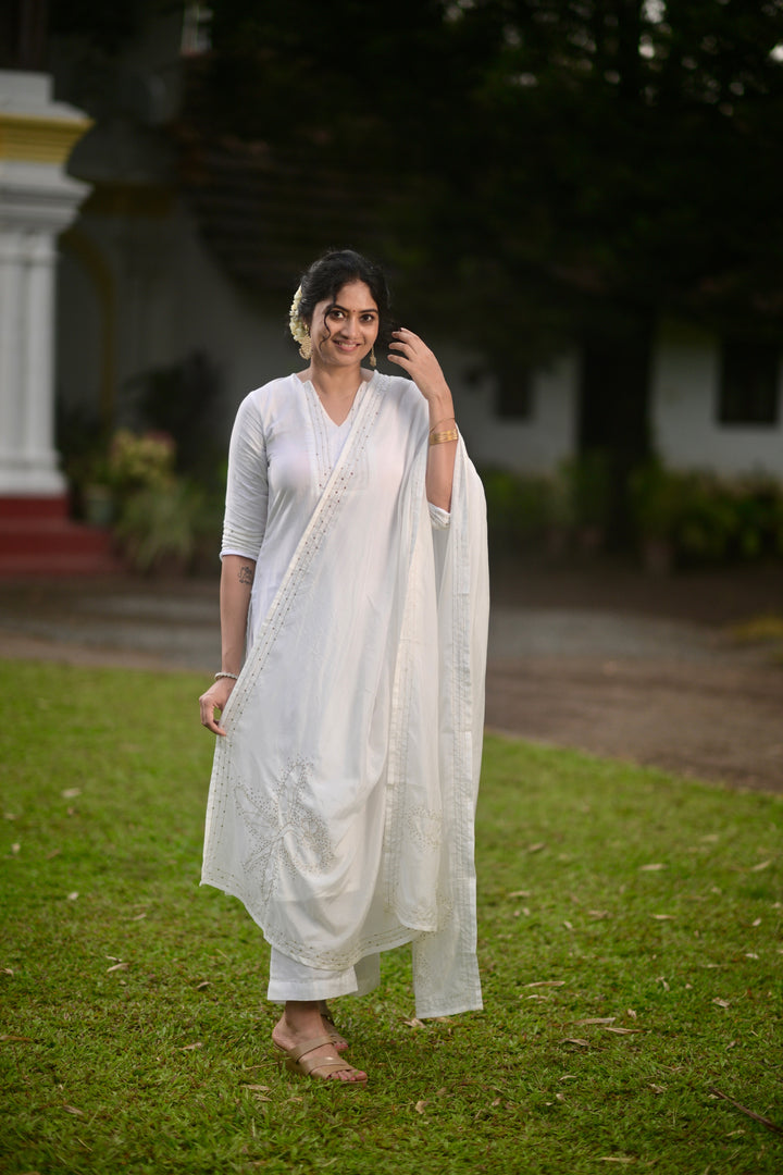 Bemberg Cupro Silk Salwar 3 Piece set with Golden dragon fly